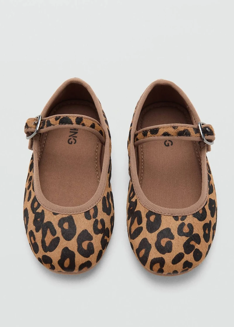 Leopard-print leather ballerinas