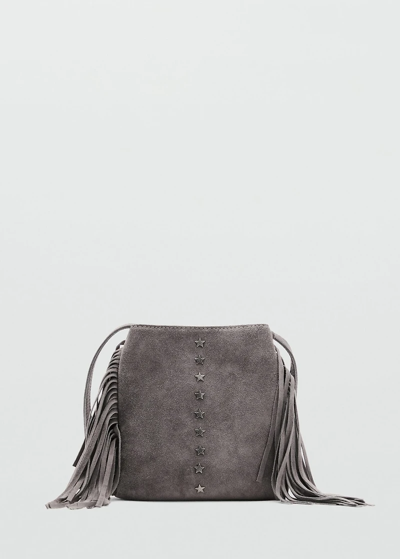 Fringed leather bucket bag