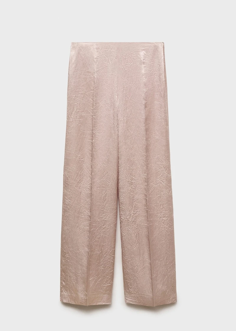 Satin crinkle-effect pants