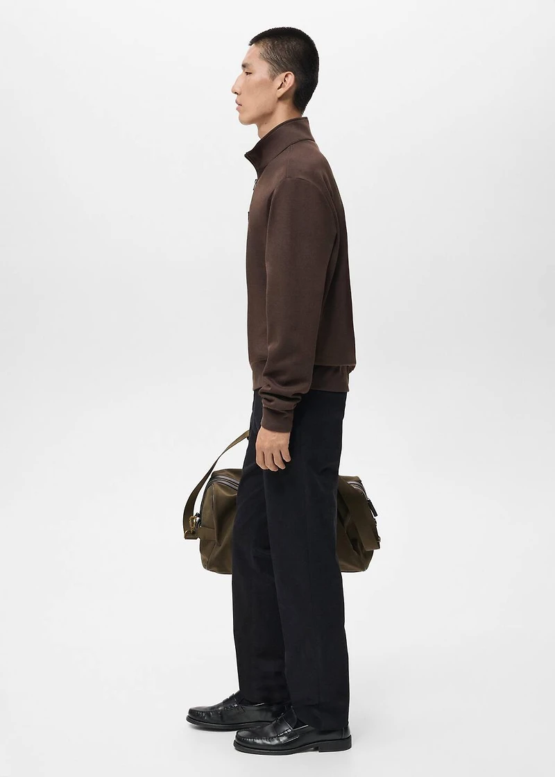 Regular-fit cotton sweatshirt with zipper