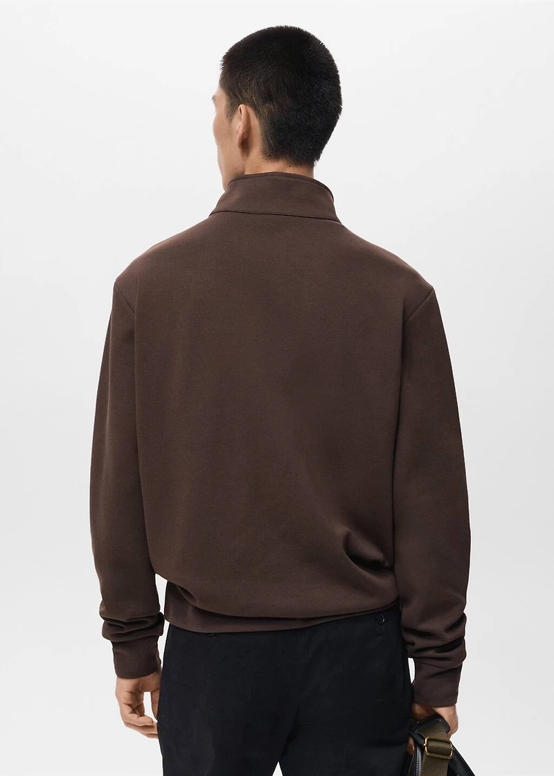 Regular-fit cotton sweatshirt with zipper