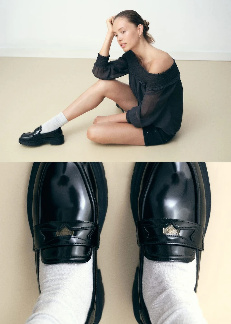 Leather-effect moccasin