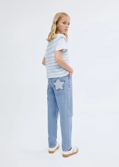 Mom fit decorative rips jeans
