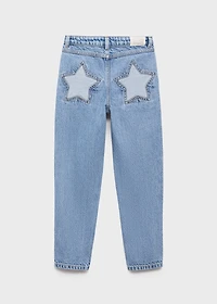 Mom fit decorative rips jeans