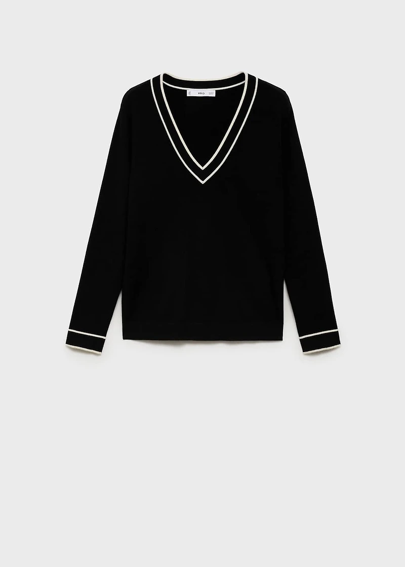 Contrasting V-neck sweater