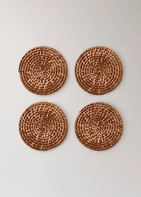 Set of 4 rattan coasters