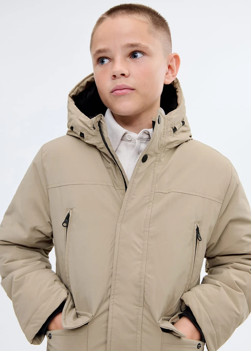 Pockets hooded coat
