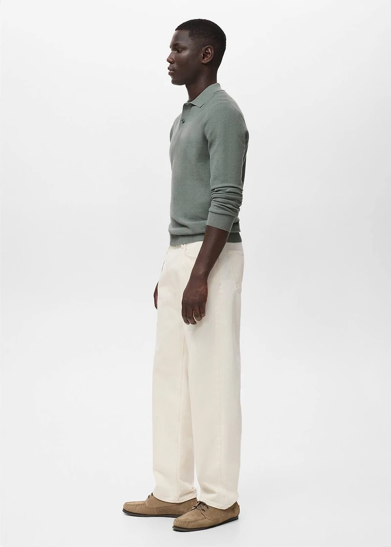 Micro-structured cotton polo shirt