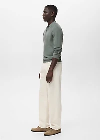 Micro-structured cotton polo shirt