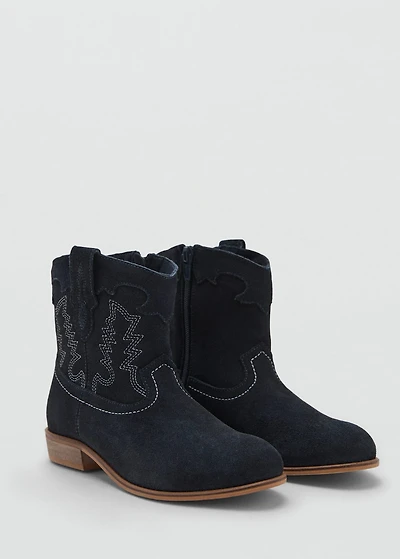 Embroidered leather ankle boot