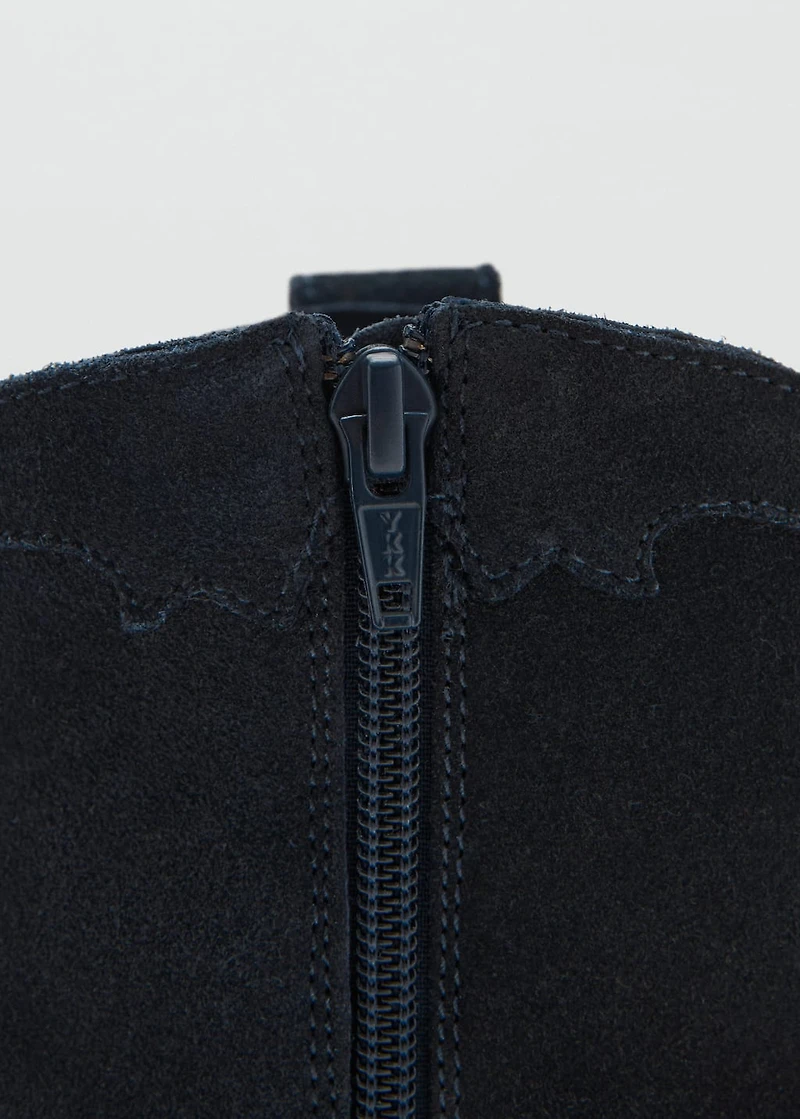 Embroidered leather ankle boot