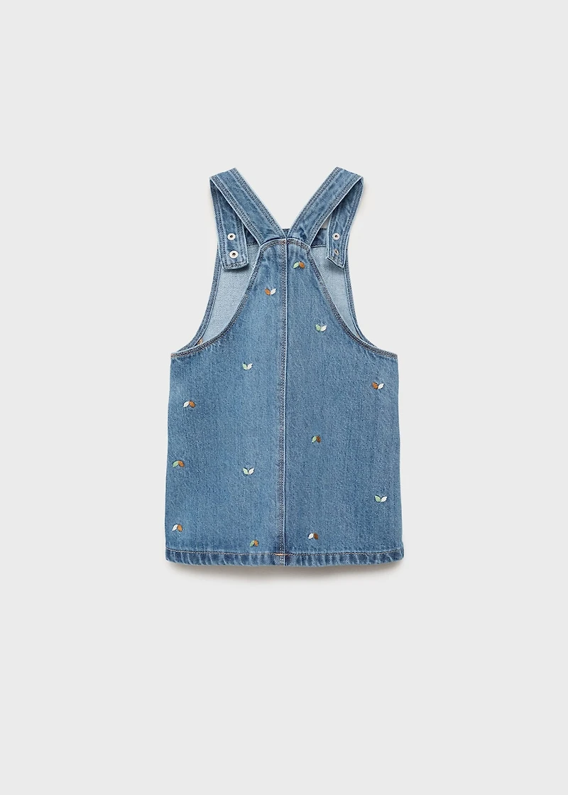 Embroidered denim pinafore dress