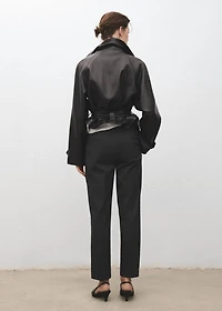 Cropped tailored pinstripe pants