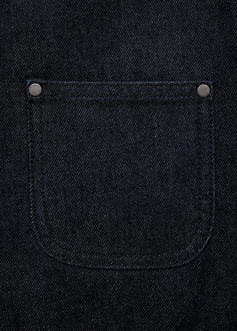 Denim jacket with leather-effect collar