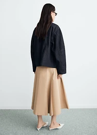 Denim jacket with leather-effect collar