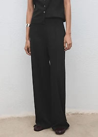 Straight-fit pants with elastic waist