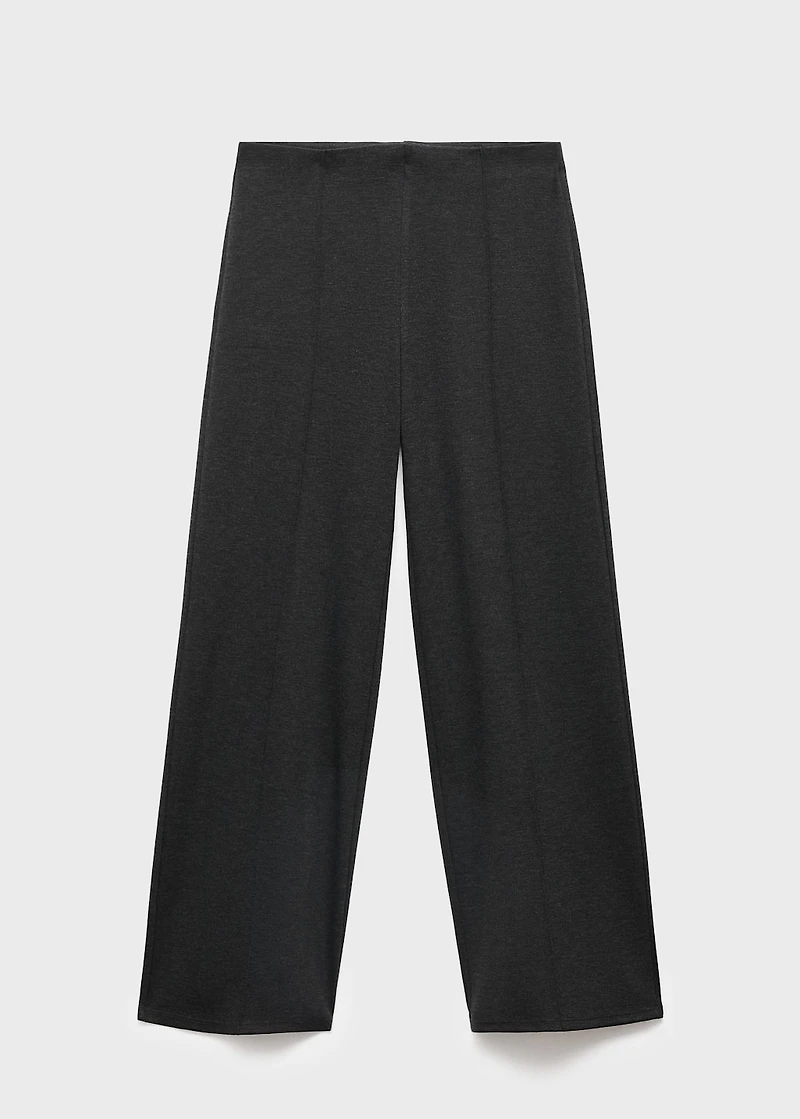 Straight-fit pants with elastic waist