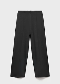 Straight-fit pants with elastic waist