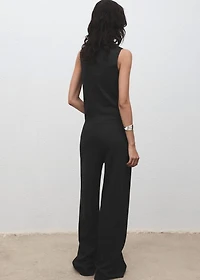 Straight-fit pants with elastic waist