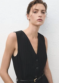 Pinstripe jumpsuit with belt