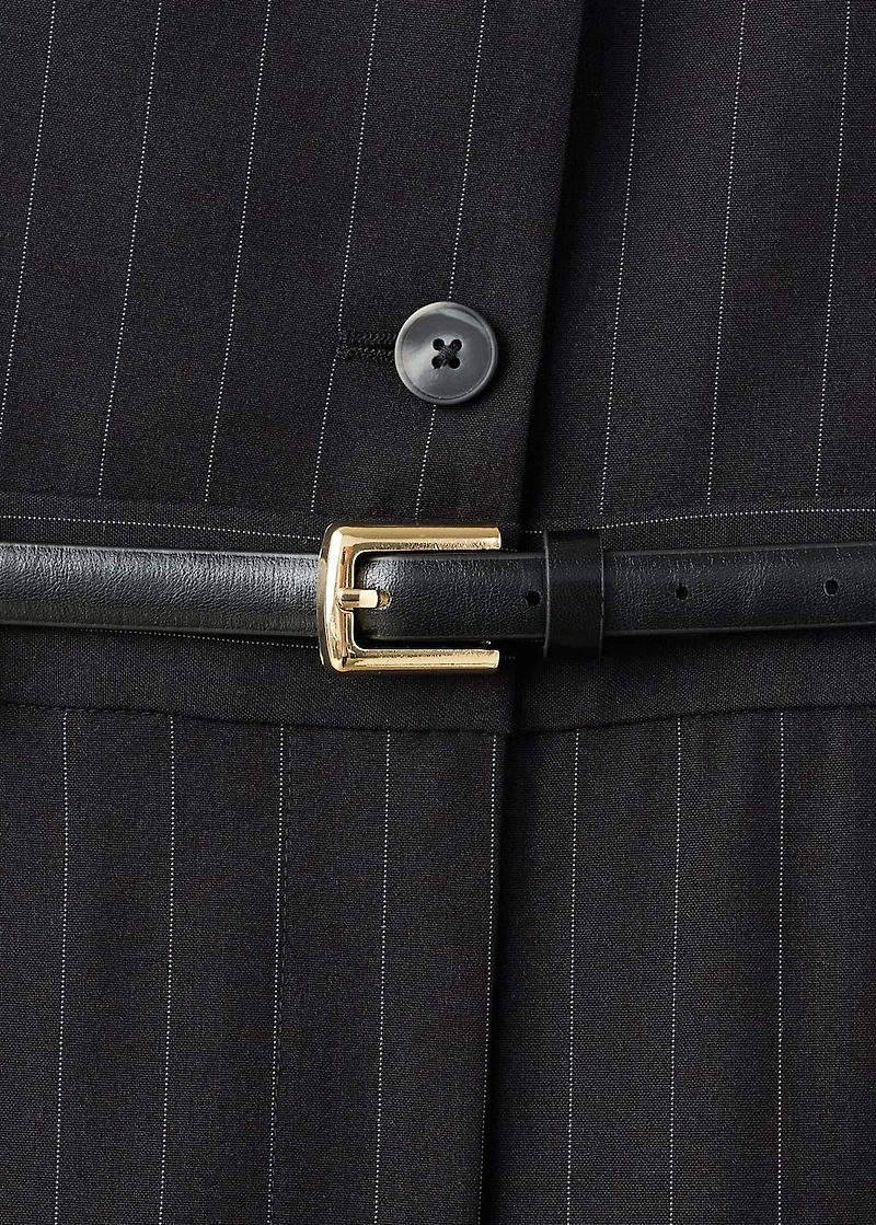 Pinstripe jumpsuit with belt
