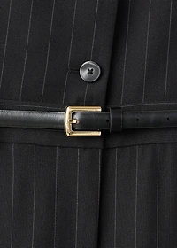 Pinstripe jumpsuit with belt