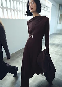 A-line dress with asymmetrical neckline