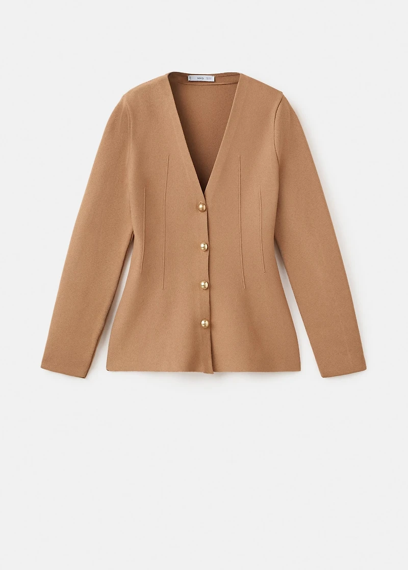 Fitted knitted jacket with buttons