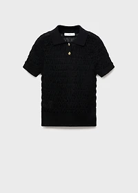 Polo-neck textured sweater