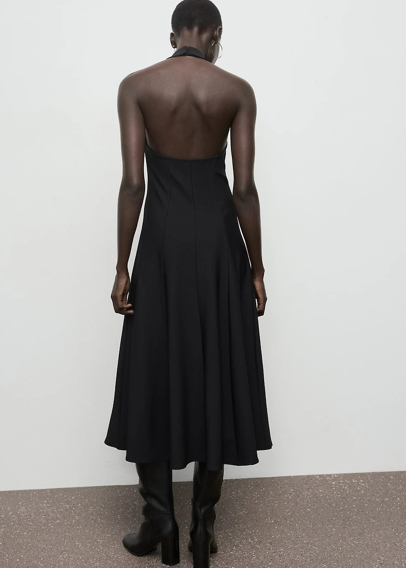 Halter-neck pleated dress