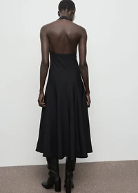 Halter-neck pleated dress