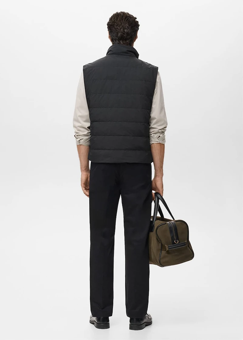Quilted vest with down and feather filling