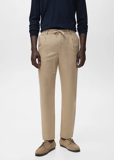 Slim-fit pants with drawstring