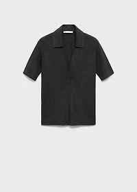 Fine-knit sweater with shirt collar