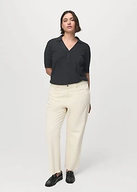 Fine-knit sweater with shirt collar