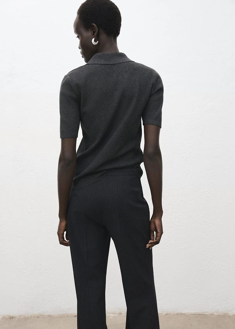 Fine-knit sweater with shirt collar