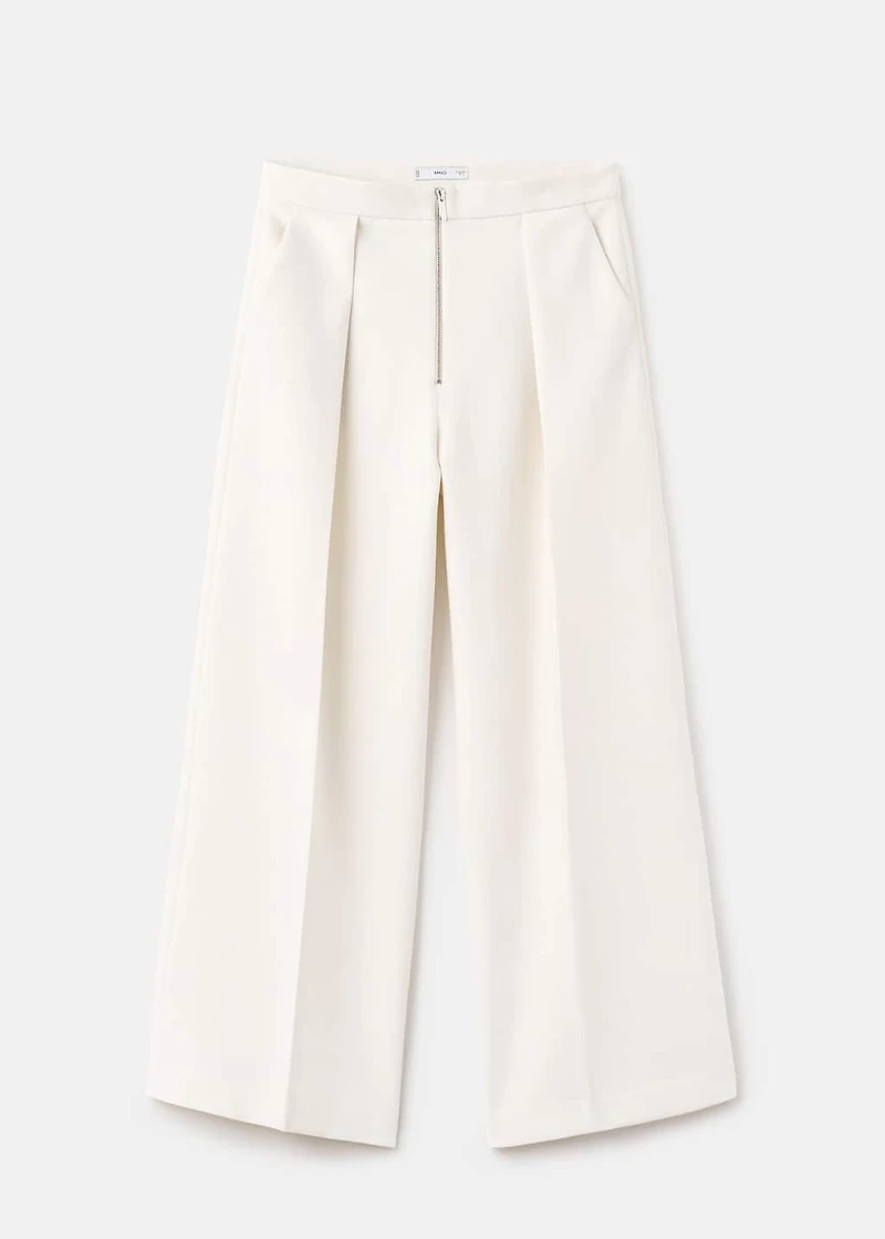 Pleated pants with zipper