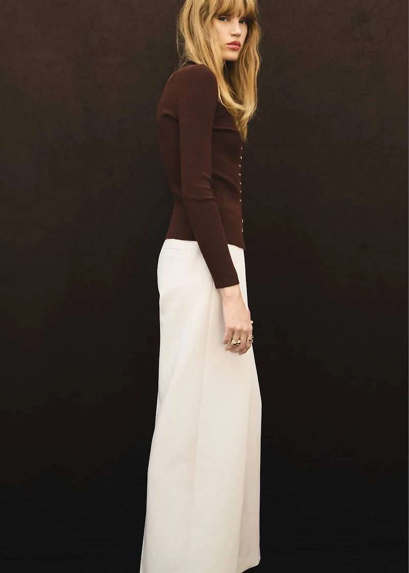 Pleated pants with zipper