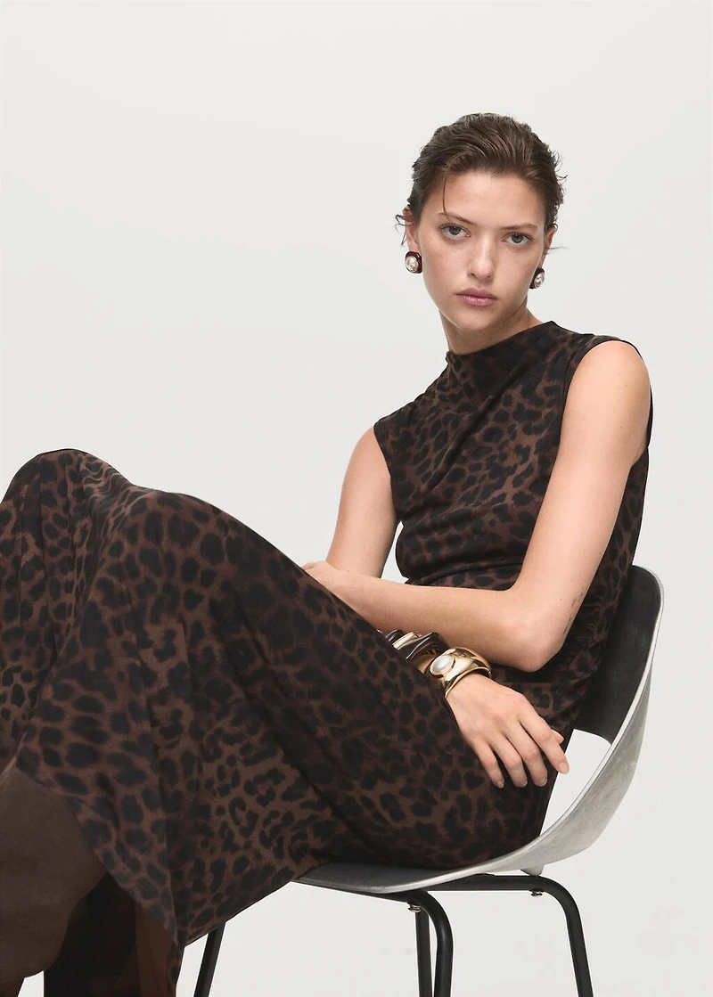 Leopard-print fitted dress