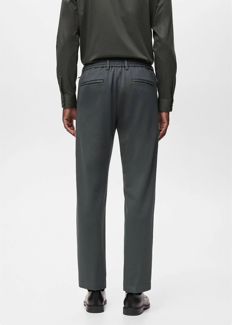 Stretch fabric slim-fit pants with drawstring
