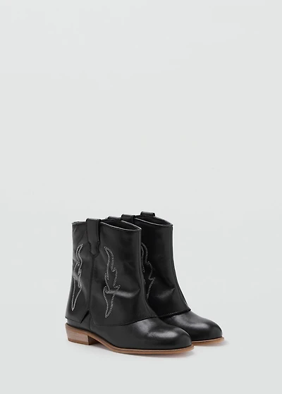 Leather ankle boots with embroidered details