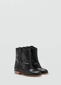 Leather ankle boots with embroidered details