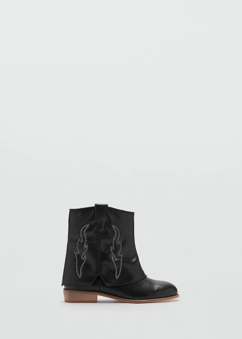 Leather ankle boots with embroidered details