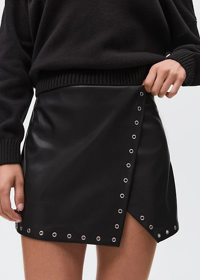 Leather-effect skirt with studs