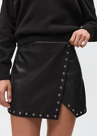 Leather-effect skirt with studs