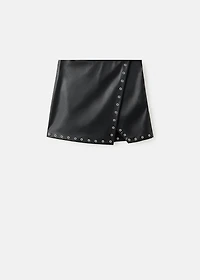 Leather-effect skirt with studs