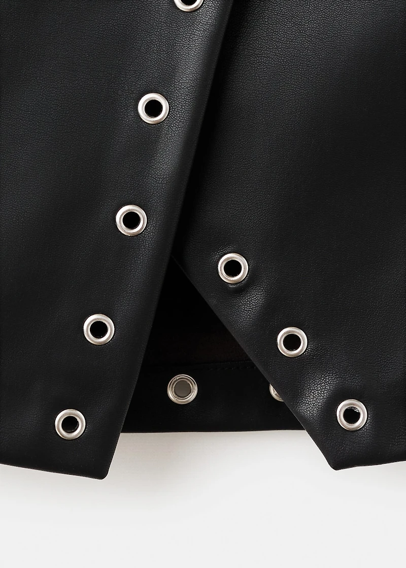 Leather-effect skirt with studs