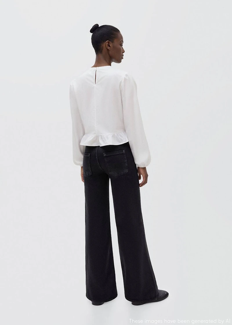 Ruffled cotton blouse