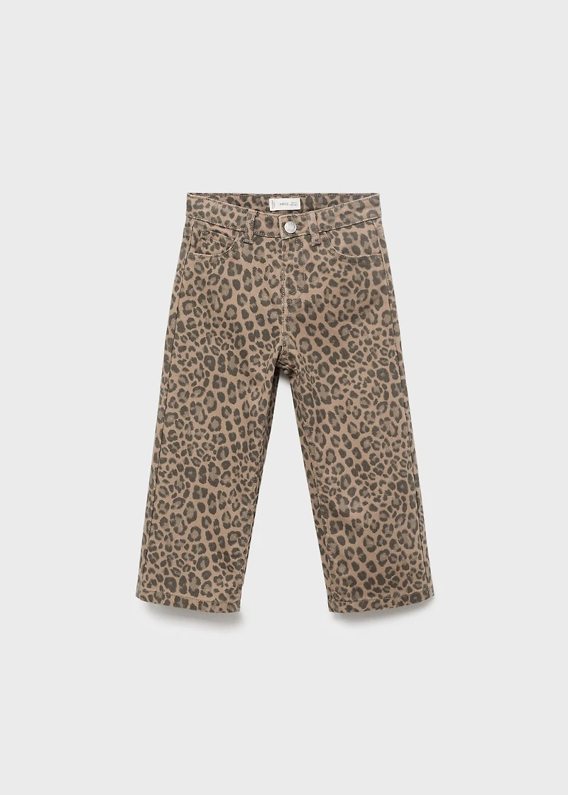 Leopard-print straight jeans