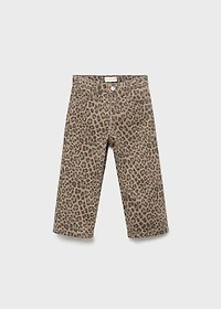 Leopard-print straight jeans